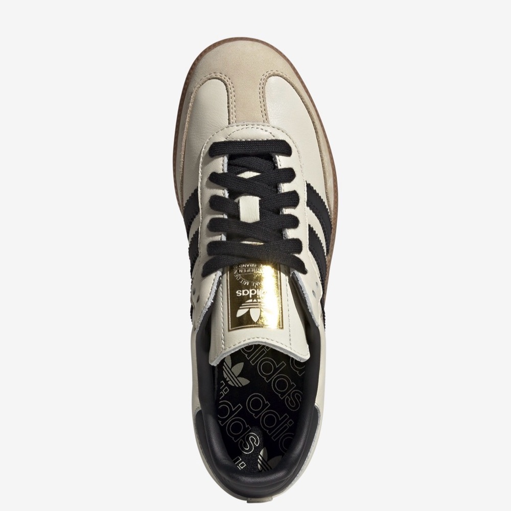Adidas Samba in Cream and Black with Tan Sole - Picture 3 of 4